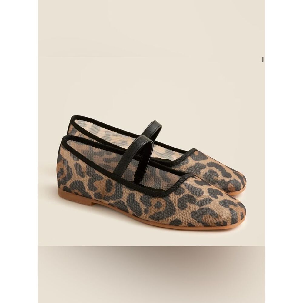 J.Crew Girls' ballet flats in leopard-print mesh NEW Size K1